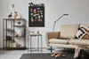 A living room scene with a couch, bookshelf, and a magnetic board with travel-themed magnets. Náhľad obrázku produktu