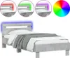 vidaXL Struttura letto con testiera e luci LED grigio Anteprima dell’immagine prodotto 1