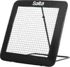 A black rebounder with a net, angled upwards and supported by a stand, on a white background. Podgląd zdjęcia produktu