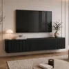 Geriffelter hängender TV-Schrank, 170x34x33 cm, Schwarz Produktbild-Vorschau 2