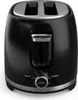 A black toaster with silver accents, shown from a front-facing diagonal angle against a white background. Produktbild-Vorschau