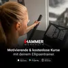 A woman is using a Hammer elliptical trainer, with the screen displaying a virtual workout. Podgląd zdjęcia produktu