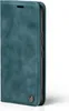 A teal flip case for a smartphone is shown from the side, with the cover slightly open. Produktbild-Vorschau