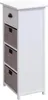 A white wooden cabinet with three gray woven baskets and a single drawer. Anteprima dell’immagine prodotto