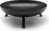 A black metal fire pit on a white background. Produktbild-Vorschau