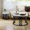 okwish Couchtisch-Set 2-teilig rund-weiß Marmor Optik – Produktbild-Vorschau 2