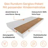 A diagram of a mattress showing its layers and features. Produktbild-Vorschau