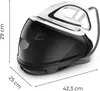 A steam generator iron is shown from a side angle with dimensions indicated. Náhľad obrázku produktu