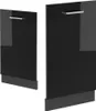 Two black kitchen cabinet doors with integrated handles and plinths, presented against a white background. Náhled obrázku produktu