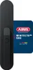 A black window handle and a blue product information card. Produktbild-Vorschau