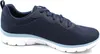 A side view of a navy blue Skechers Flexapeal 4.0 Brilliant View shoe against a white background. Voir les images du produit