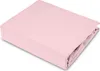 A pink fitted sheet is folded and placed on a white background. Voir les images du produit