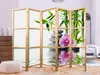 A room divider with a serene Japanese-inspired design featuring bamboo, stacked stones, and an orchid reflected in water. Podgląd zdjęcia produktu