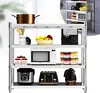 A multi-shelf metal rack filled with kitchen appliances and food items, presented in a studio-like setting with a blurred background. Voir les images du produit