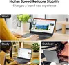 Collage showing a laptop being used in different scenarios: work, study, and outdoors. Produktbild-Vorschau
