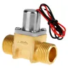 A close-up studio shot of a brass solenoid valve with electrical wires. Produktbild-Vorschau