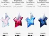 Four bottles of Thierry Mugler Angel perfume are displayed in a row, each with descriptive text and intensity indicators above and below. Podgląd zdjęcia produktu