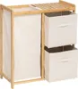 A bamboo laundry hamper with two fabric storage boxes. Podgląd zdjęcia produktu