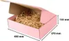 A pink cardboard box filled with shredded paper. Podgląd zdjęcia produktu