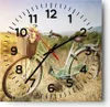 Wanduhr - Quadrat - Glasuhr - Fahrrad Wiese Blumen - Produktbild-Vorschau 1