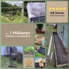 A collage of images related to gardening and shipping supplies, including a greenhouse, a planter, a person working on insulation, a garden bed, sod being laid, and a protected tree. Produktbild-Vorschau