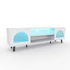 Meuble TV LEADZM avec éclairage RGB, double porte en verre, Voir les images du produit 11