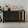 Madia moderna 3 ante e 4 cassetti nero con listelli rovere Anteprima dell’immagine prodotto 1