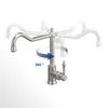 A kitchen faucet shown with multiple ghosted images indicating its 360-degree swivel capability. Produktbild-Vorschau