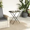 vidaXL Tabletttisch Klappbar Grau 65x40x75 cm Poly Rattan Produktbild-Vorschau 3