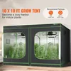 A grow tent with plants inside, showing recommended pairings for fans and grow lights. Voir les images du produit