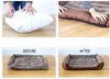 A collage showing the process of fluffing up a dog bed and before and after images of the bed. Anteprima dell’immagine prodotto