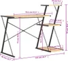 vidaXL Bureau met plank, zwart en eikenhout, 116x50x93 cm Productafbeelding-voorbeeld 6