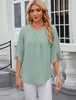 ASKSA Chemise Femme Manches 3/4 Plissées Col rond Voir les images du produit 3