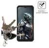A smartphone screen displaying a futuristic robot, with a set of keys in the foreground and a scratch-resistant icon in the upper right corner. Anteprima dell’immagine prodotto