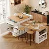 Îlot de cuisine extensible Flieks avec tiroirs et Voir les images du produit 2