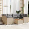 vidaXL 7-tlg. Garten-Sofagarnitur mit Kissen Beige Poly Produktbild-Vorschau 2