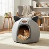 Relaxdays Katzenhöhle mit Katzenohren, Katzenbett mit Produktbild-Vorschau 2