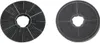 Two charcoal filters, one with a grate and one without, are shown against a white background. Produktbild-Vorschau