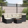 7-tlg. Garten-Sofagarnitur mit Kissen Schwarz Poly Rattan Produktbild-Vorschau 1