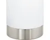 Close-up of the base of a white table lamp with a silver metallic band. Náhľad obrázku produktu