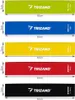 A set of five resistance bands of different colors, each with dimensions and branding visible. Produktbild-Vorschau