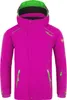 A pink children's jacket with green accents.