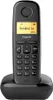 A black cordless landline phone with its charging base, presented against a white background. Anteprima dell’immagine prodotto