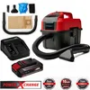 A collection of items for a cordless wet and dry vacuum cleaner, including the vacuum unit, charger, battery, hose, and various nozzles, displayed on a white background. Produktbild-Vorschau