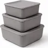 Boîtes de conservation carrées, lot de 3, gris Voir les images du produit 1