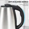 Close-up of the handle and top of a stainless steel electric kettle. Produktbild-Vorschau