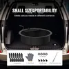 The image shows the interior of a car trunk with a fire pit and its accessories laid out. Náhled obrázku produktu