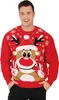 Weihnachtspullover Rot mit Rentier-Motiv von Vorne Produktbild-Vorschau