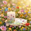 Stumpenkerze Paraffin 7,5x9cm mit Schmetterlingen & Blumen Produktbild-Vorschau 2