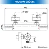 Technical drawing with dimensions of a shower faucet. Podgląd zdjęcia produktu